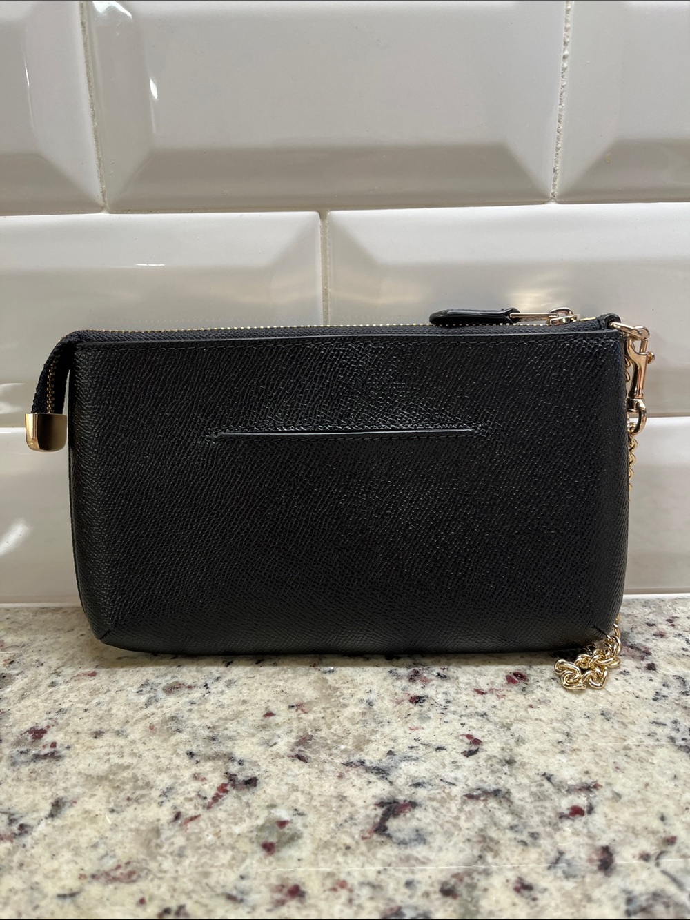 Coach Black Leather Large Zip Wristlet Clutch NWOT - Picture 4 of 11